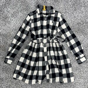 Polo by Ralph Lauren Black and White Plaid Checkered Kids Dress Size 10
